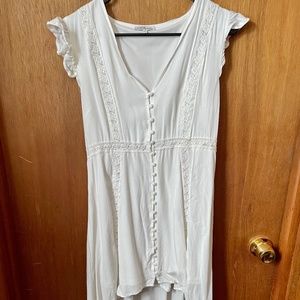 High Low White Dress with Crochet Lace Detail